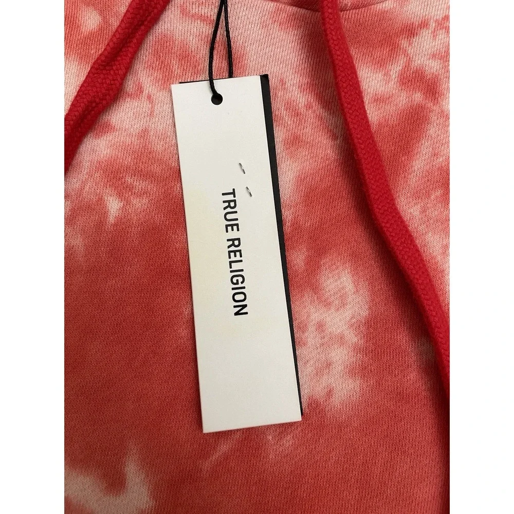 NEW True Religion Tie Dye Hoodie Men's Large Red / White Logo RETAIL $129